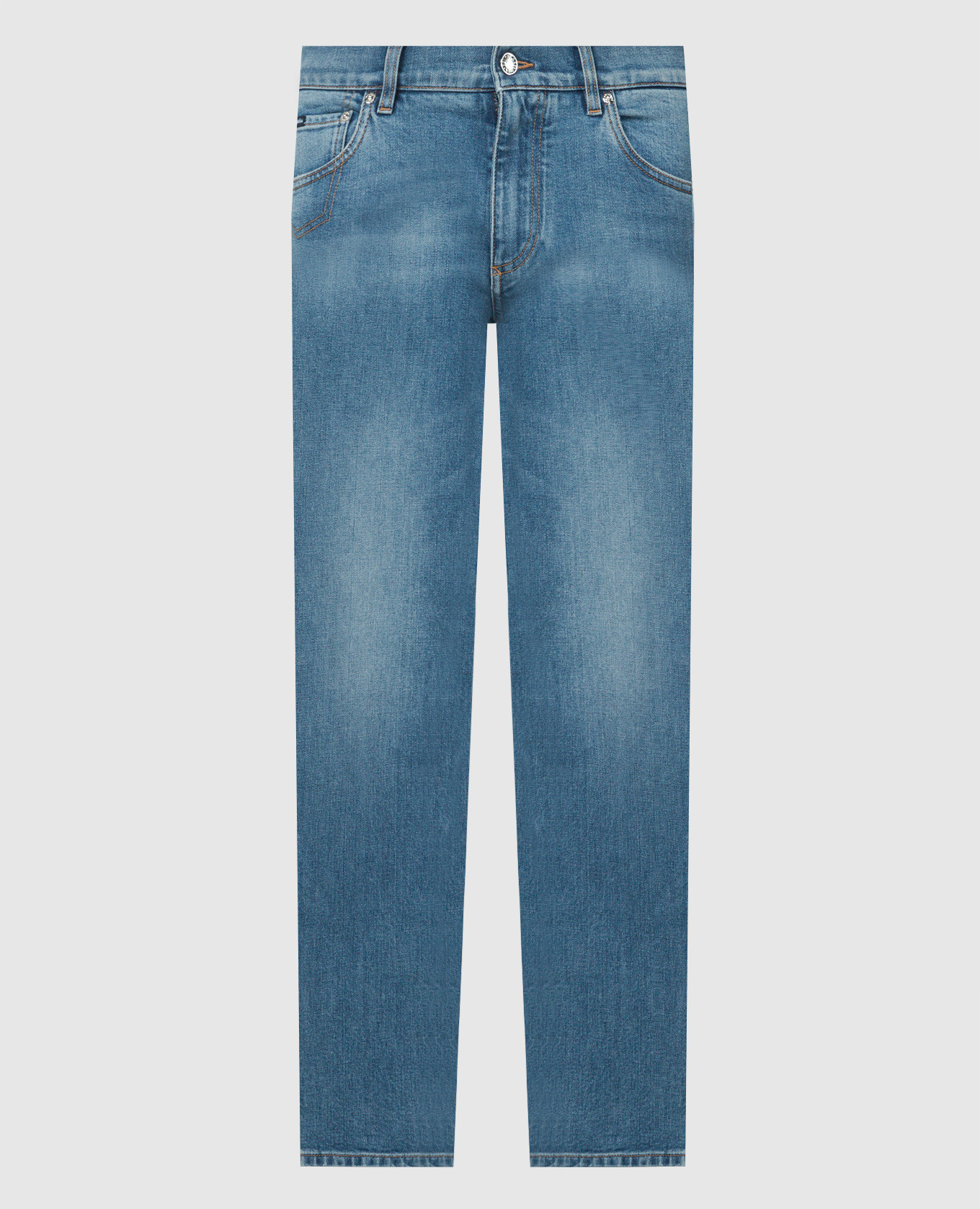 

Blue jeans with distressed effect and logo Dolce&Gabbana, Голубой