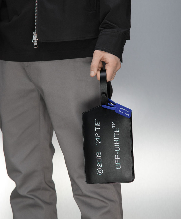 off white leather zip tie