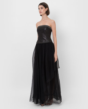 Brunello Cucinelli Silk and leather dress with chains MF940A4483