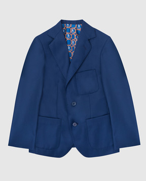Stefano Ricci Children's blue wool jacket Y1RF376R0PW808