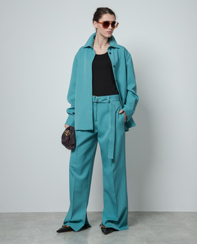 Jil Sander Green pants made of wool with slits J52KA0013J40002