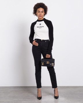 Balmain White jumper with logo pattern BF1KD035JG54