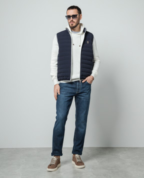 Brunello Cucinelli Blue distressed jeans with a logo patch M283PD3210