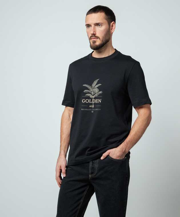 Brunello Cucinelli - Black t-shirt with a print M0B138482