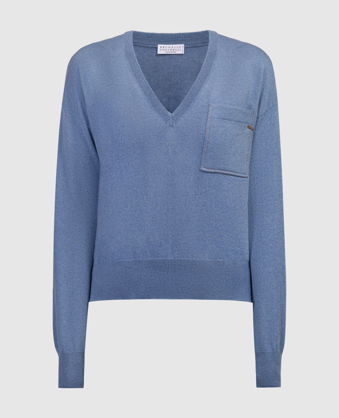 

A blue pullover with a monil chain made of eco-tuni Brunello Cucinelli, Light blue
