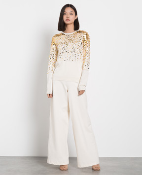 Carolina Herrera Light beige silk and cashmere jumper with sequins R2212E203KSW