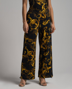 Versace Jeans Couture Black pants in Watercolor Couture print 76HAA3A0FS127