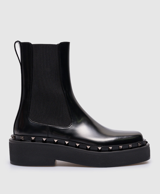 Valentino Rockstud Black Leather Chelsea Boots 3W0S0HE0DKP