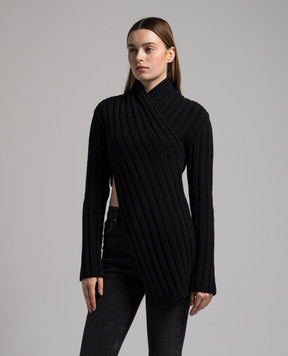 Gauchere Black top made of wool with slits M22327570451