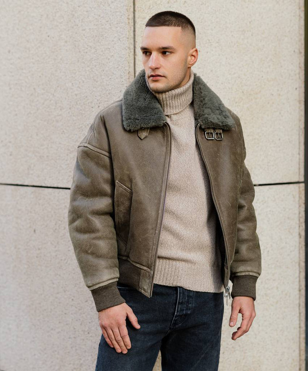 Ami Paris - Beige cashmere and wool sweater with logo