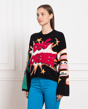 Dolce&Gabbana Black sweater in a pattern with patches FX079ZJAMON
