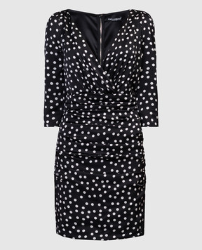 Dolce&Gabbana Black silk polka dot mini dress F6GAGTFSA6K