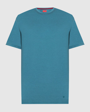 ISAIA Blue t-shirt with logo embroidery MCI154JP001