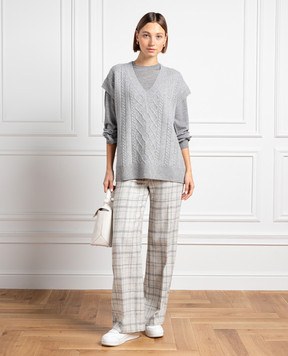 Ballantyne Gray melange vest made of wool in a textured pattern B1S1117W113