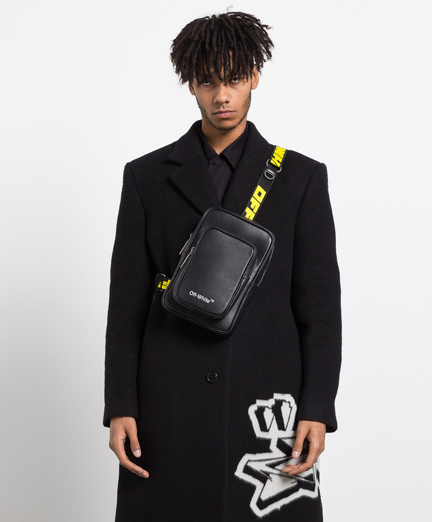 Off White Hard Core black leather sling bag OMNQ041F22LEA001 buy with Denmark delivery at Symbol