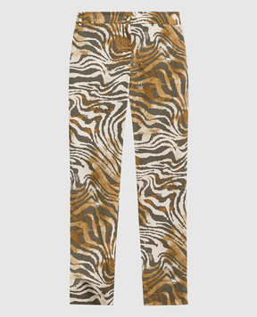 Twinset Brown pants in an animalistic print 231AP2354