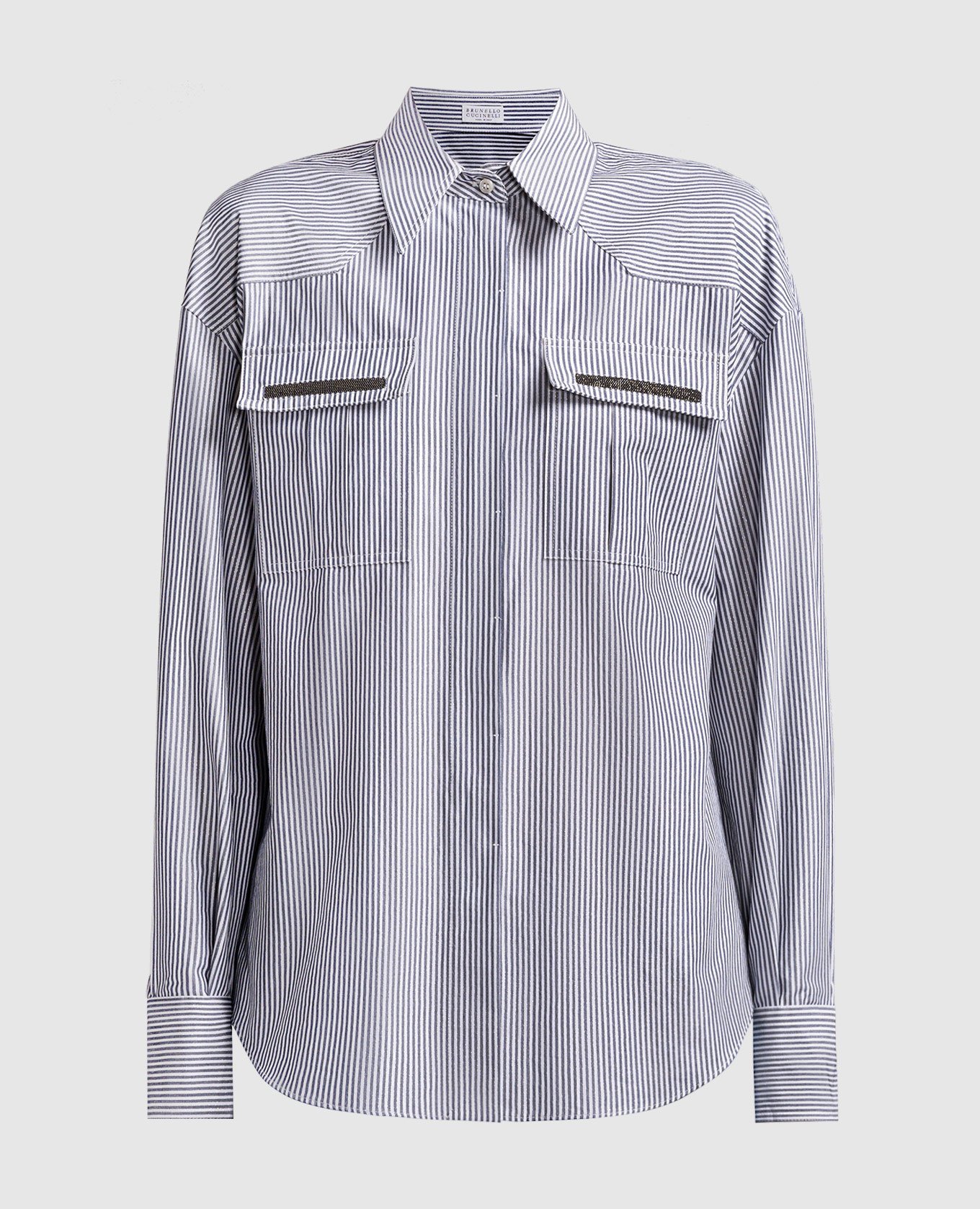 

Gray striped shirt with monil chain Brunello Cucinelli, Grey