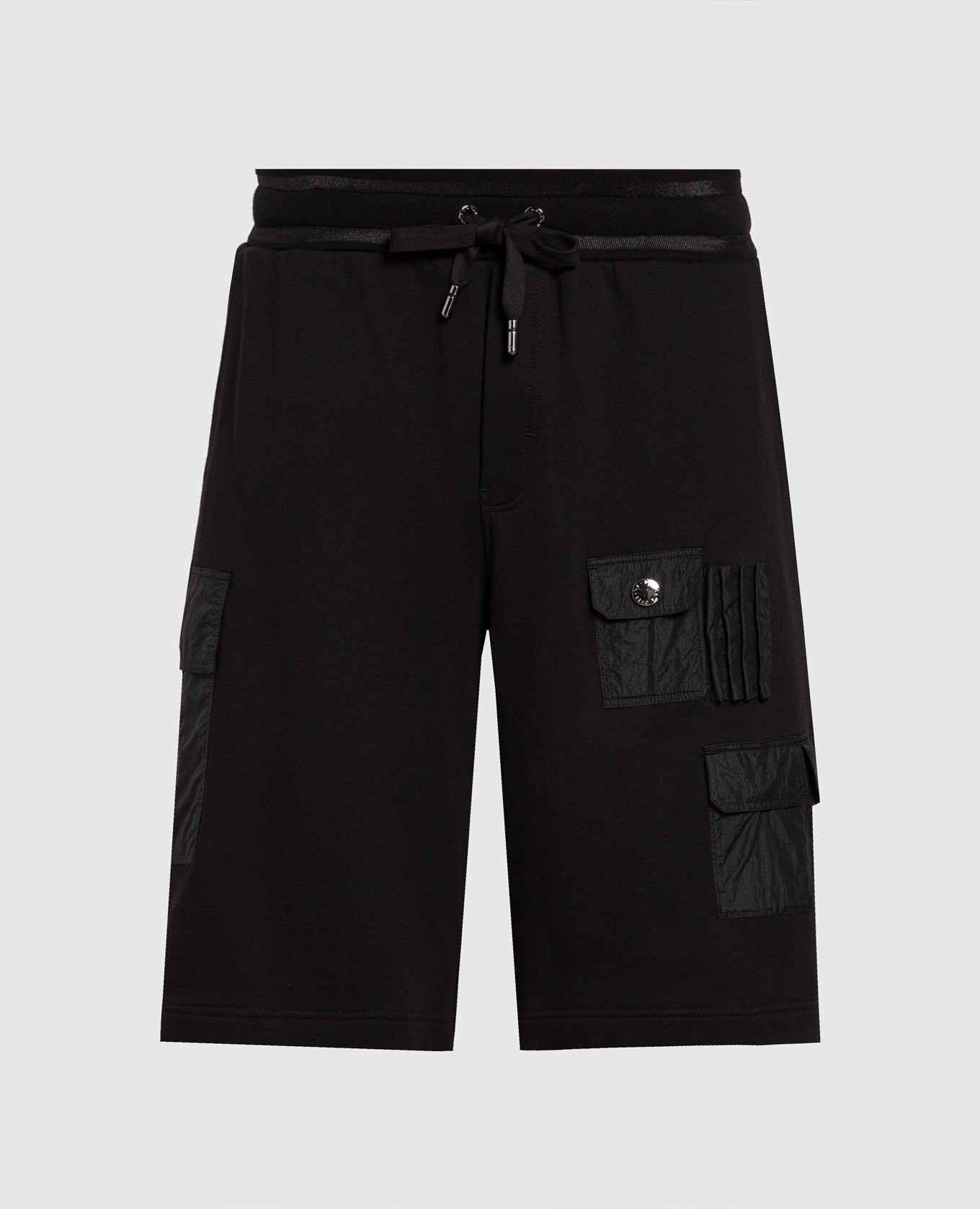 Black cargo shorts with dg logo embroidery dolce&gabbana