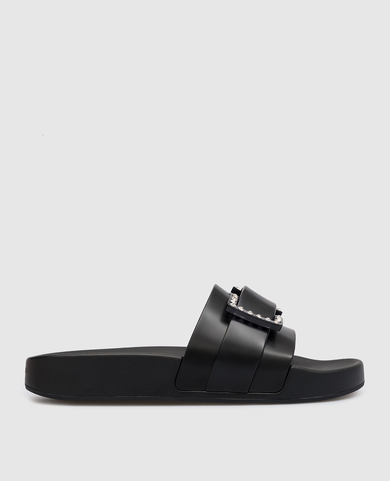 Black jelly sliders with crystals sergio rossi