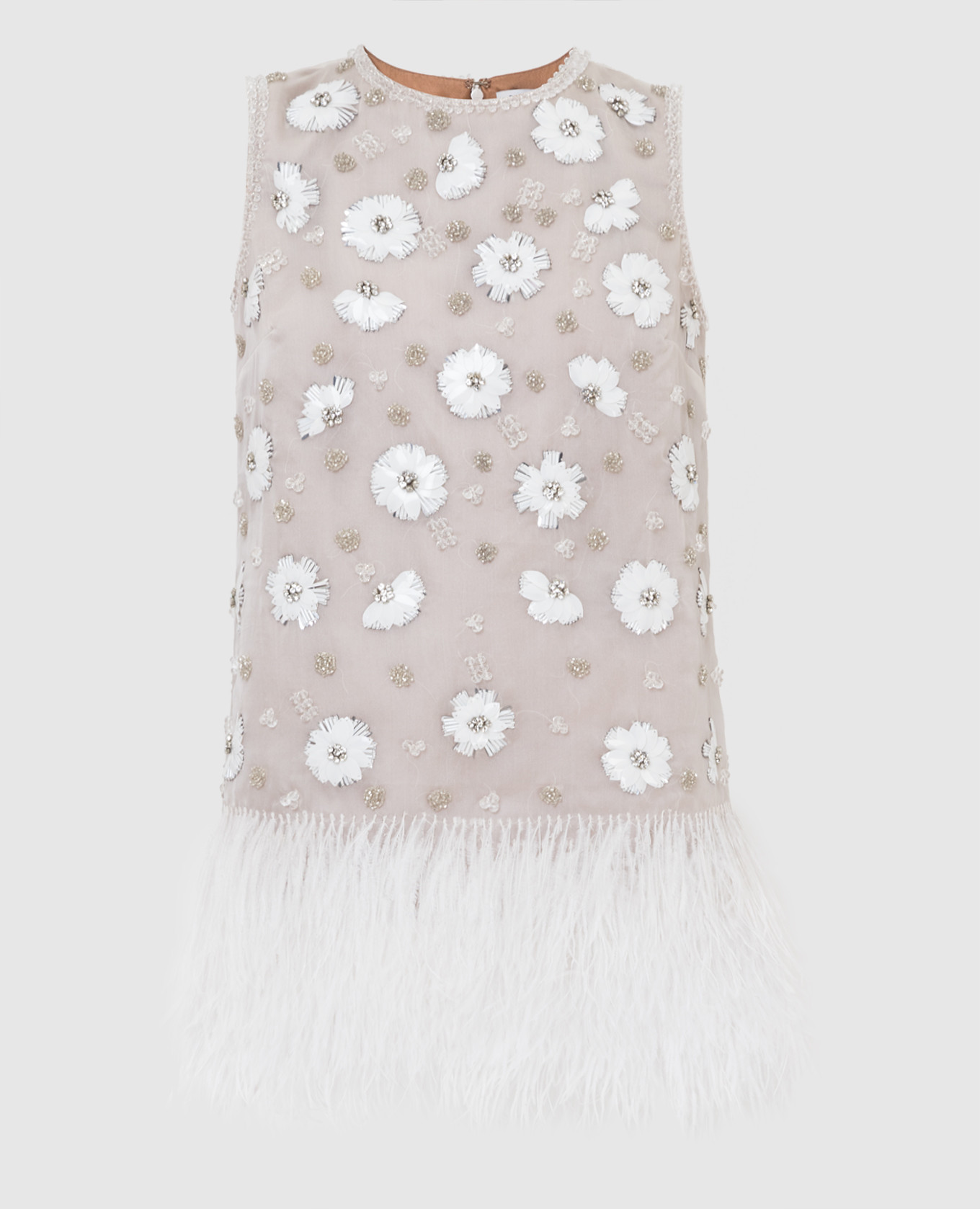 

Mave silk mini dress with embroidery and feathers Rachel Gilbert, Beige
