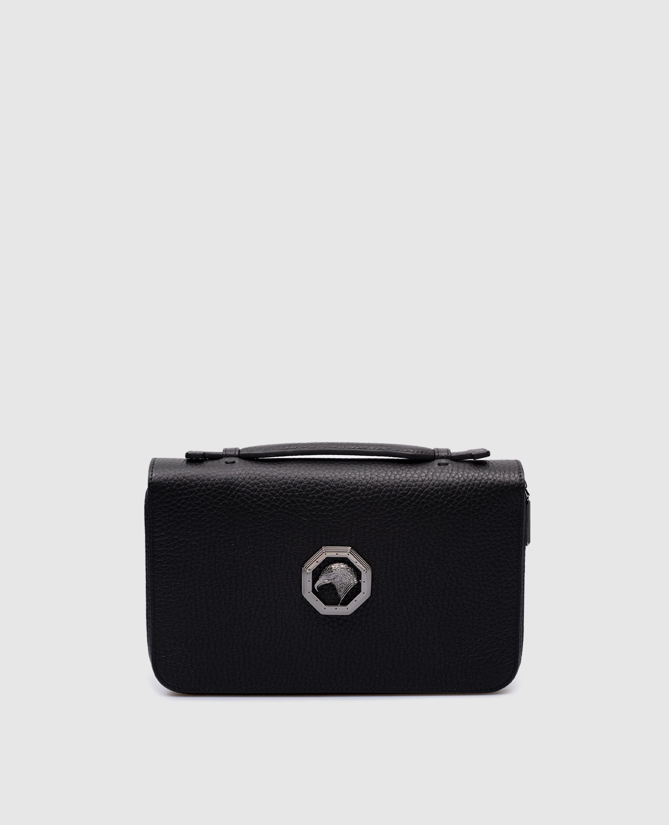 

Black leather Travel wallet with metal logo Stefano Ricci