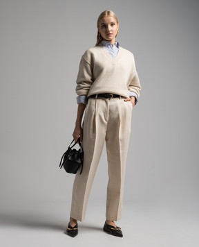 Toteme Beige wool and cashmere pullover 241WRT1034YA0004