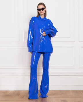 David Koma Blue pants with sequins SS23DK23TR
