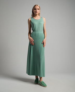 Babe Pay Pls Green wool pleated top and skirt suit MD9792318465R