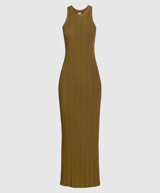 toteme green dress V-Neck Slip Dress, Bottle Green – Kick Pleat main image 0