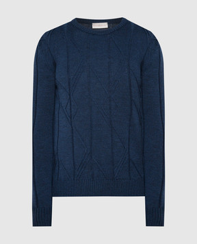 Cashmere&Whiskey Blue jumper made of wool in a textured pattern PL002