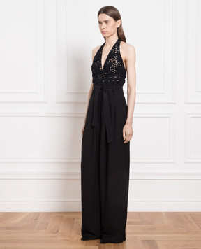 Brunello Cucinelli Black jumpsuit with crochet MH126SU399