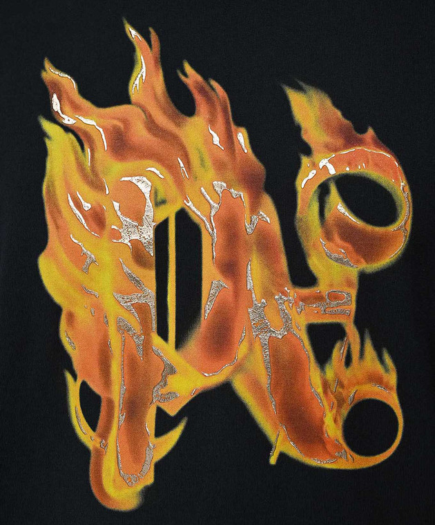 Palm Angels - Schwarzes T-Shirt mit BURNING MONOGRAM