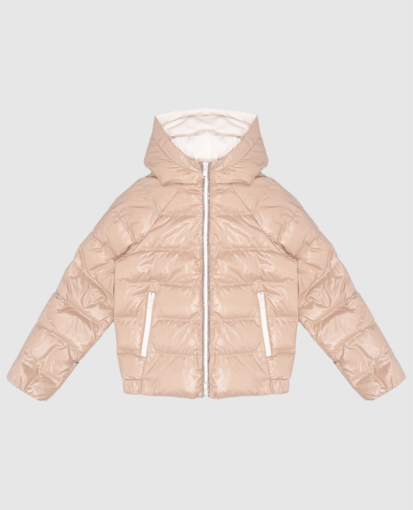 

Children's brown down jacket with a monil chain made of eco-tuni Brunello Cucinelli