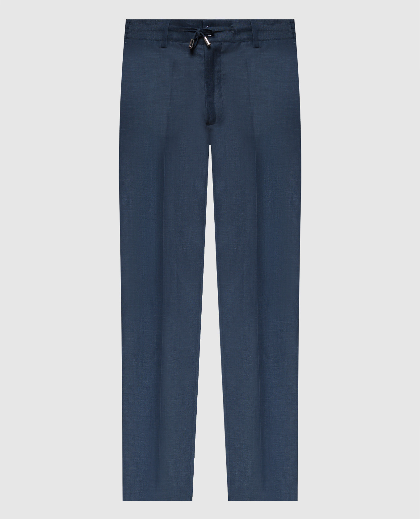 

Blue trousers in wool and linen with a metallic logo Stefano Ricci