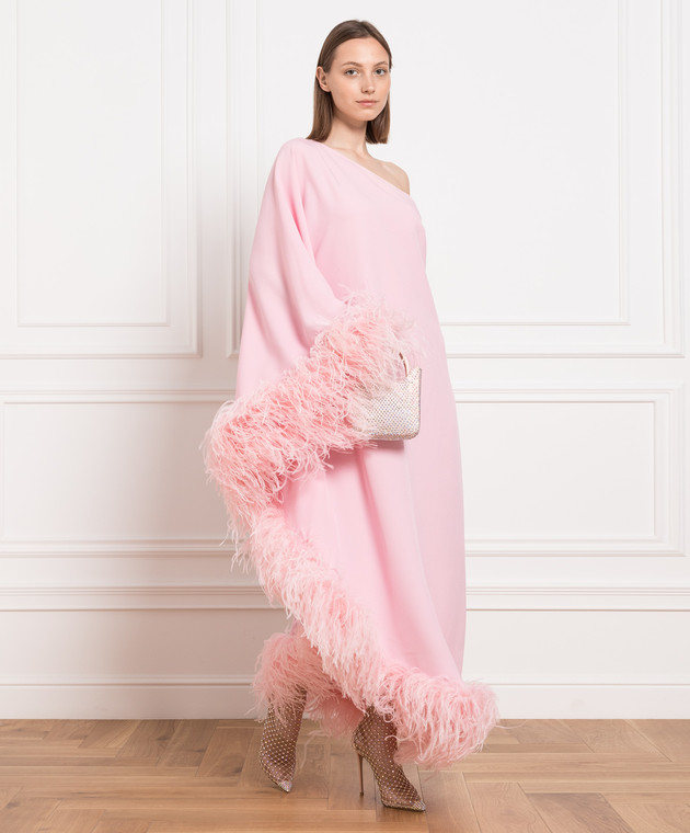 Taller Marmo - Pink maxi dress with ostrich feathers CORE02 - shop with European delivery at Symbol Taller Marmo - Pink maxi dress with ostrich feathers CORE02 - shop with European delivery at Symbol