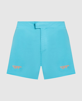 Off-White Blue logo swim shorts OMFD002S23FAB001