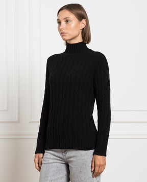 Babe Pay Pls Black sweater made of cashmere in a textured pattern MD9701305341TR