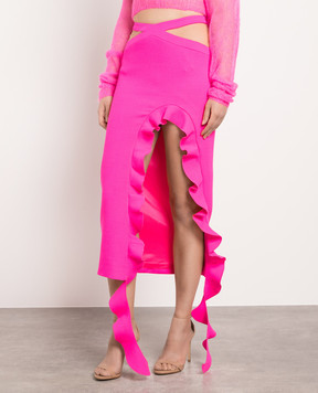 David Koma Pink wool midi skirt with ruffles RE23DK12S