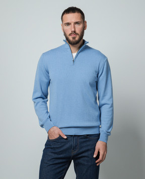 Cashmere&Whiskey Blue cashmere jumper with zipper 357N