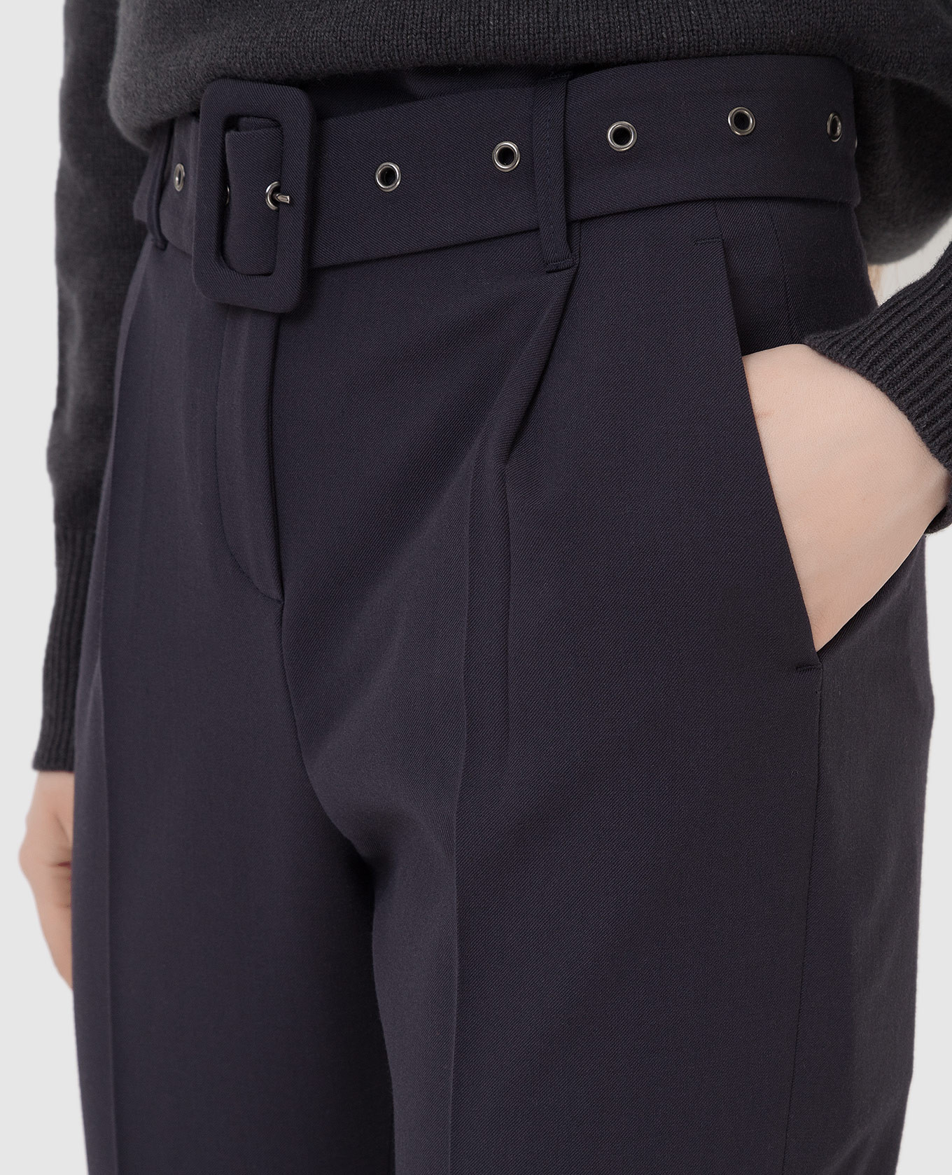 Navy blue high waist trousers Peserico 5