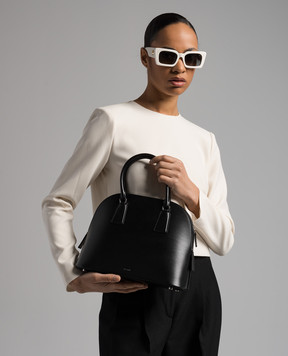 The Row Nina logo black leather bag W1602L60