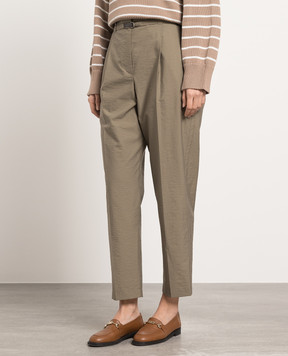 Brunello Cucinelli Khaki pants with monil chain M0F79P7461