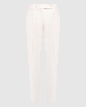 Valentino White Crepe Couture Flare Pants with Metallic Logo 4B3RB3681CF