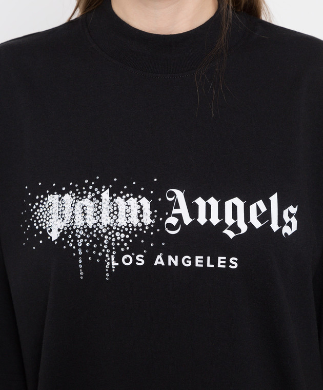 Tシャツ・カットソー Palm Angels FW25 LOS ANGELES TIMES (PMAA109F25JER004 1084) Palm Angels Los Angeles monogram-print T-shirt | Black