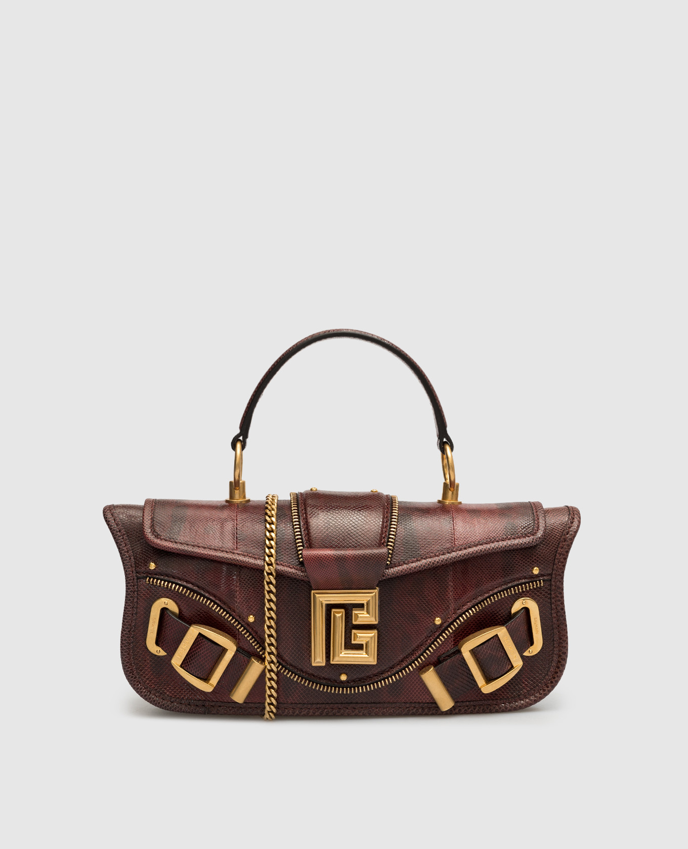 

Blaze burgundy baguette bag made of reptile skin Balmain