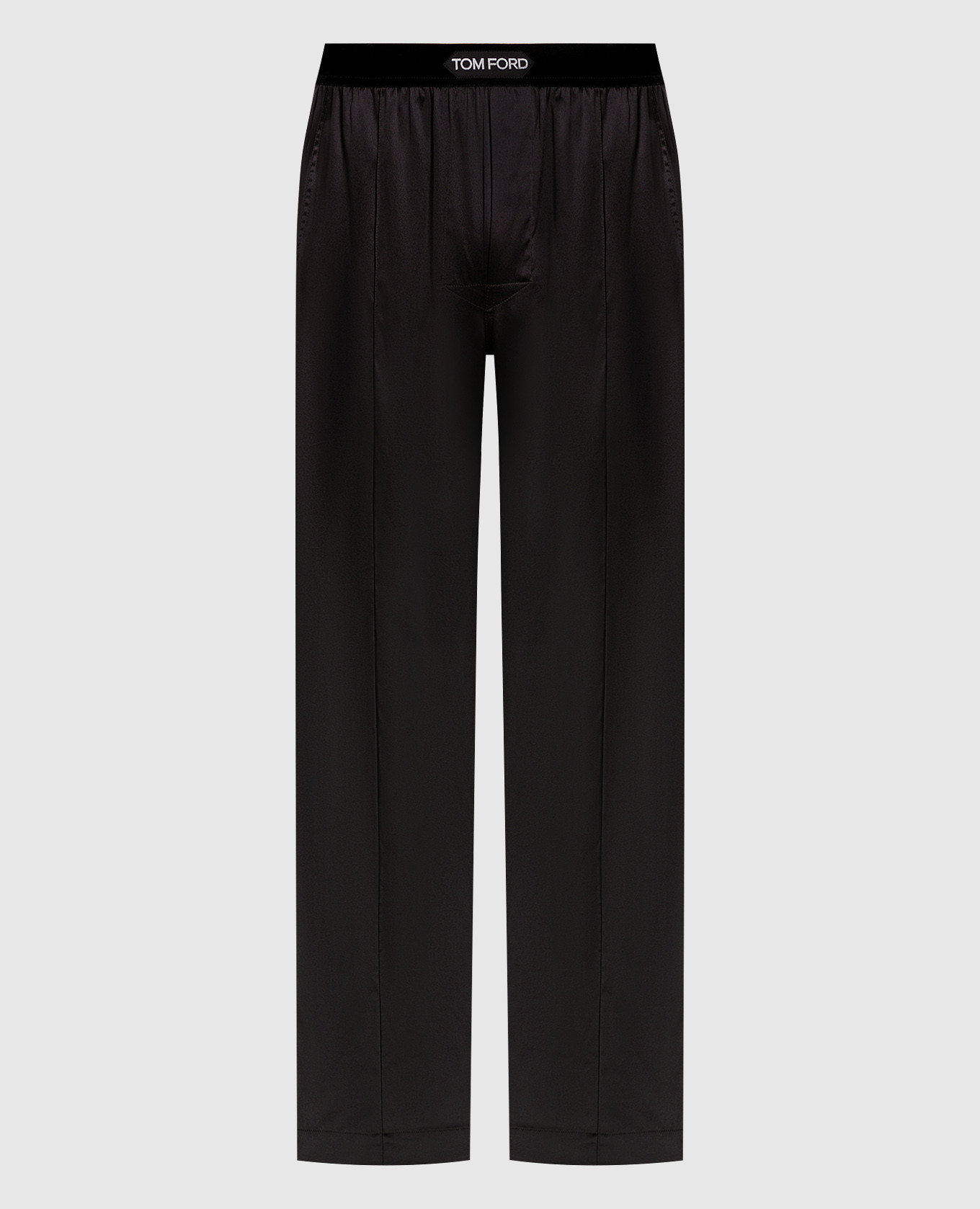 

Black silk trousers with logo patch Tom Ford