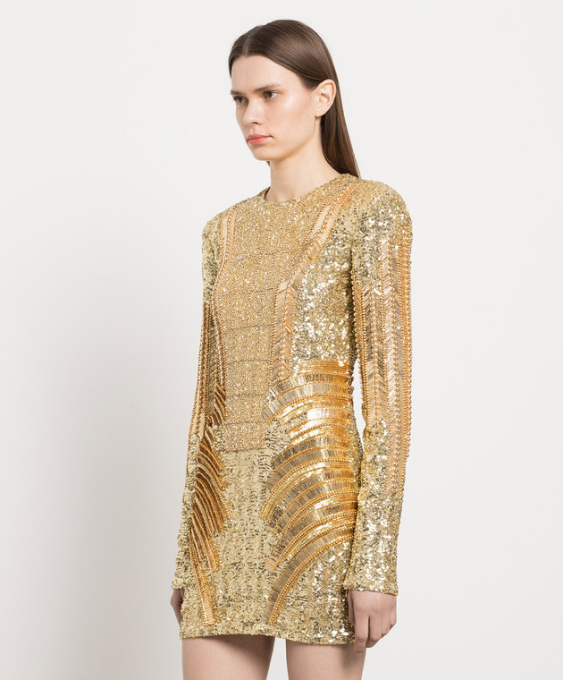 slim fit dress slacks Balmain Lurex Gold Black Striped Pattern Mini Dress – Runway Catalog main image 1