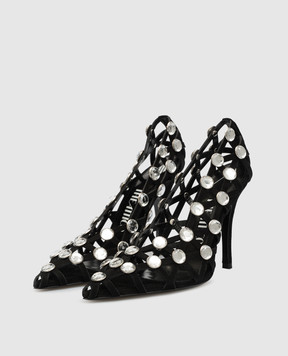 The Attico Black Grid pumps with crystals 236WS744L007R