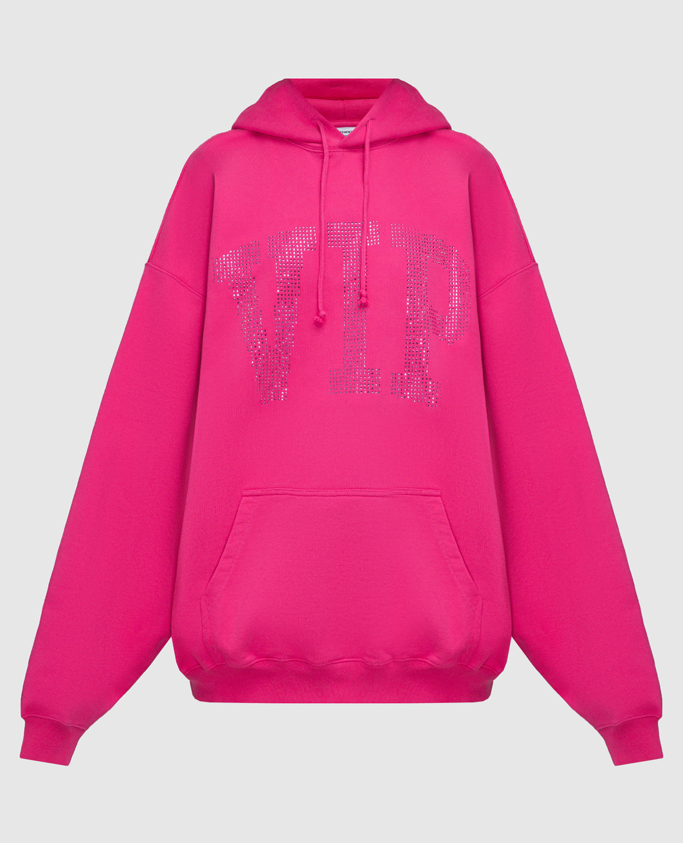 

Pink hoodie with an inscription made of crystals Vetements
