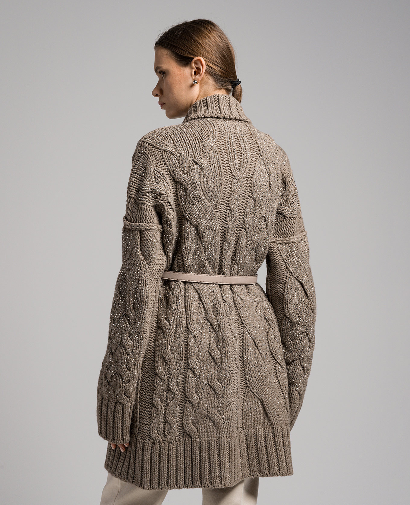 Brown cardigan with textured pattern and crystals Ermanno Scervino 4